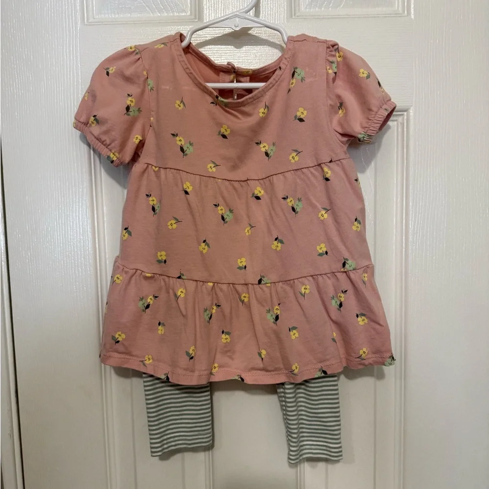 Baby & Toddler Girl Carter's 2-Piece Floral Tiered Top & Legging Set 4T
